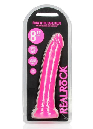 RealRock Slim Glow in the Dark Dildo with Suction Cup 8in