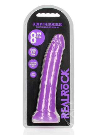 RealRock Slim Glow in the Dark Dildo with Suction Cup 8in