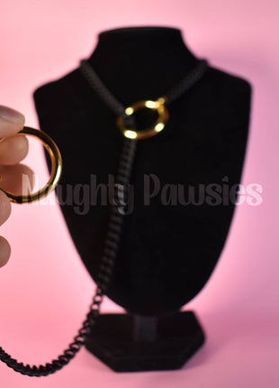 Black Matte Gold Circle Slip Chain (Gold O-Ring)