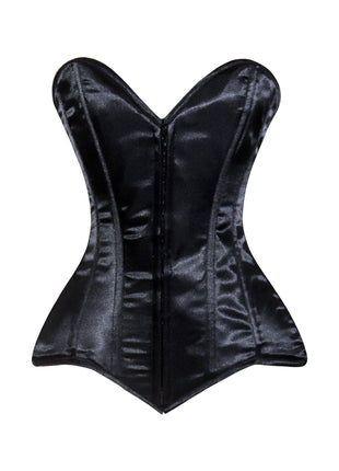 Plus Size Satin Front Zipper Overbust Corset