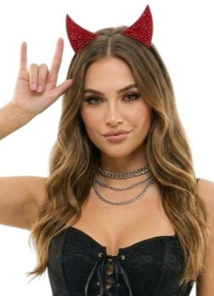 Red Rhinestone Devil Headband