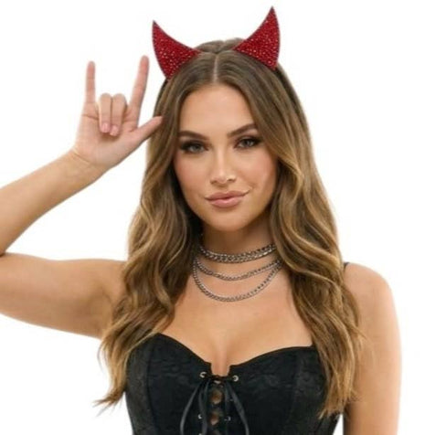 Red Rhinestone Devil Headband