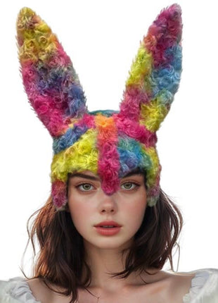 Rainbow Fuzzy Bunny Mask