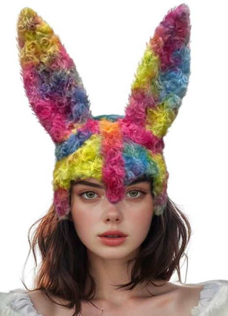 Rainbow Fuzzy Bunny Mask