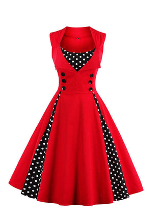Gothic Style Retro Polka Dot Midi Dress