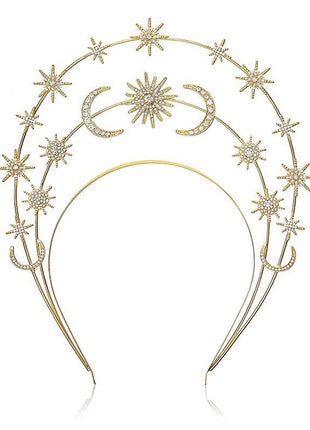 Sun Moon Stars Goddess Crown Halo Headband