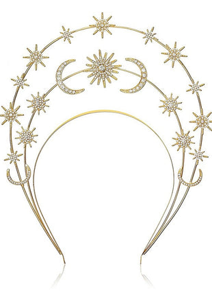 Sun Moon Stars Goddess Crown Halo Headband