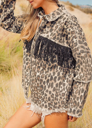 Oversized Fringe Leopard Jacket