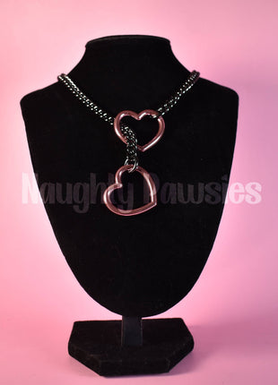 Gunmetal Chain Light Pink Heart Slip Chain