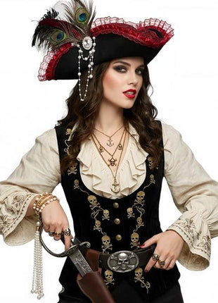 Red Lace Pirate Hat