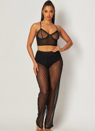Camile See Through Crop Top & Pants Set