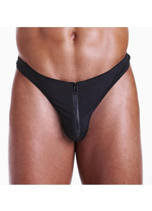 Fundies Unzip It Black Zorro Mask Thong