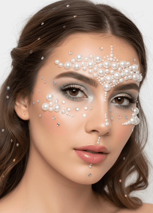 Mazu Iridescent With Pearl Crystal Face Sticker