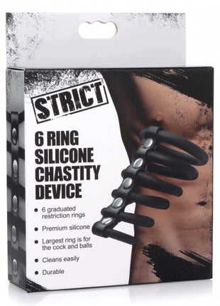 Strict 6 Ring Silicone Chastity Device