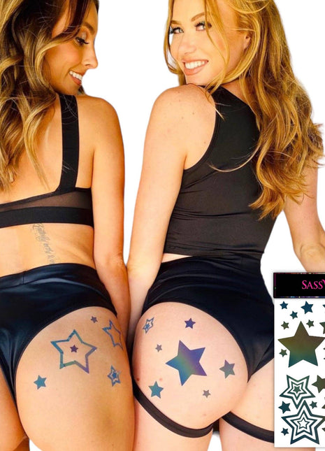 Rainbow Reflective Pasties/Body Sticker Set