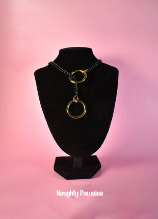Black Matte Gold Circle Slip Chain (Gold O-Ring)