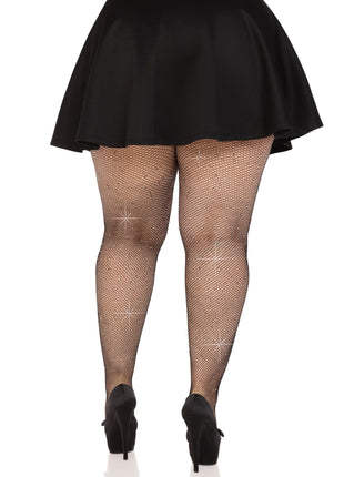 Colby Plus Rhinestone Fishnet Tights