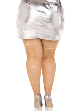 Colby Plus Rhinestone Fishnet Tights
