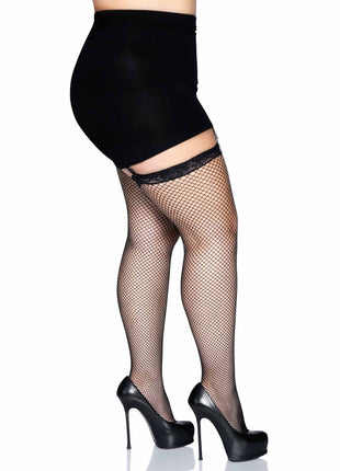 Plus Size Fishnets With Garter Belt