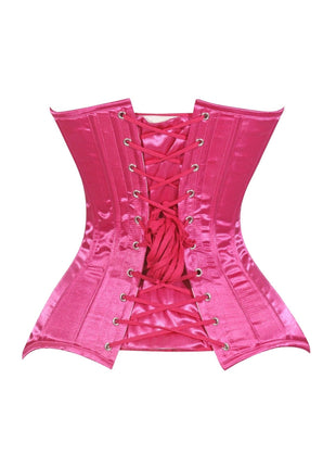 Lavish Hot Pink Satin Overbust Corset Sweetheart Neckline Busk Closure