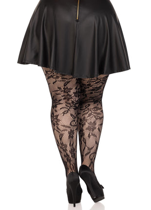 Plus Chantilly Floral Lace Tights