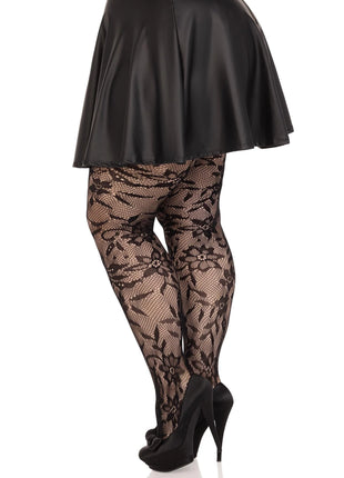 Plus Chantilly Floral Lace Tights