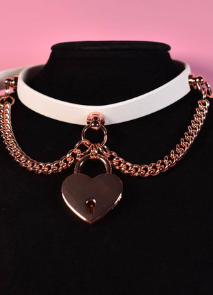 White & Rosegold Lock Choker