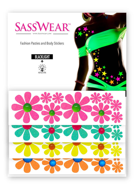 Daisy Blacklight Body Stickers