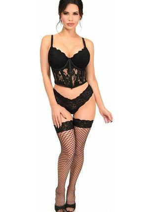 Lavish Black Sheer Lace Underwire Waist Cincher Corset