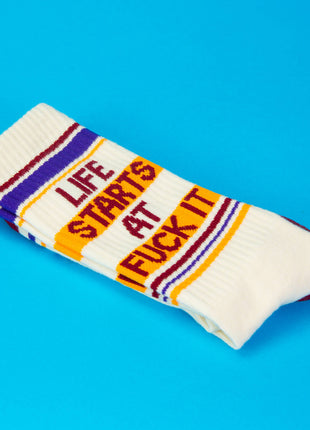 Life Starts At Fuck It Gym Crew Socks