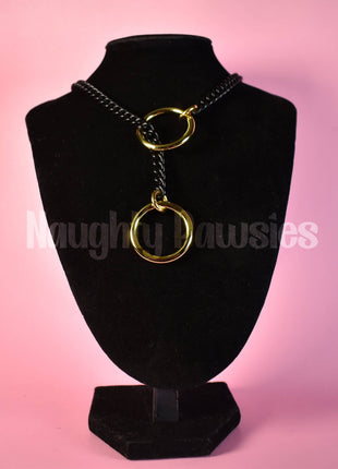 Black Matte Gold Circle Slip Chain (Gold O-Ring)