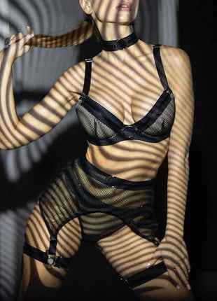 Mesh Set with Garter Belt