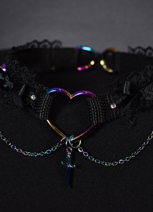 Rainbow Heart Extra Choker