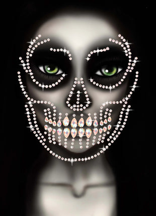 Glow in the Dark Skull Face Jewels Sticker
