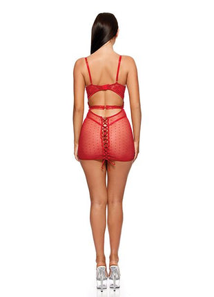 La Vie En Rose Metallic Embroidered Chemise, Panty & Belt 3 pc Set