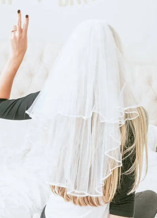 layered white tulle bridal veil