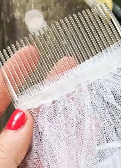 white bridal veil with comb