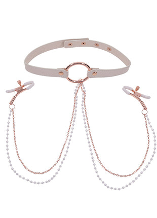 Sex & Mischief Peaches 'n CreaMe Collar With Nipple Clamps 🍑