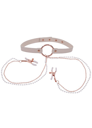 Sex & Mischief Peaches 'n CreaMe Collar With Nipple Clamps 🍑