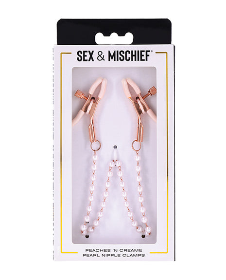 Sex & Mischief Peaches 'n CreaMe Pearl Nipple Clamps 🍑