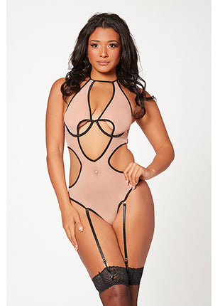 Mesh Cut Out Halter Teddy