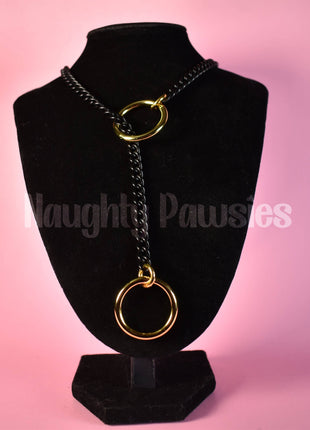 Black Matte Gold Circle Slip Chain (Gold O-Ring)