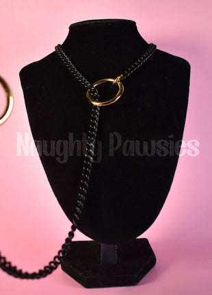 Black Matte Gold Circle Slip Chain (Gold O-Ring)