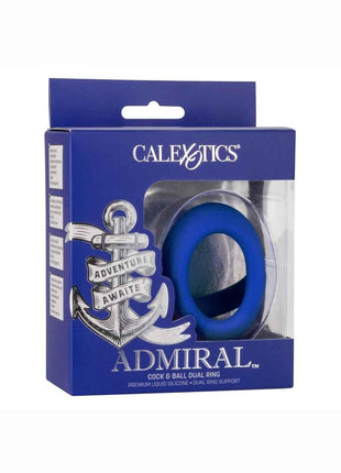 Admiral Cock and Ball Silicone Dual Ring - Blue