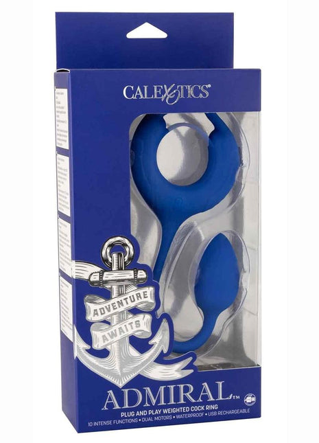 Admiral Plug and Play Weighted Silicone Cock Ring - Blue