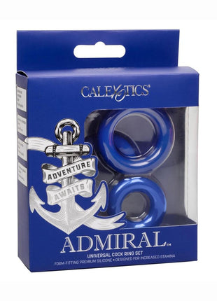 Admiral Universal Silicone Cock Ring - Blue - Set
