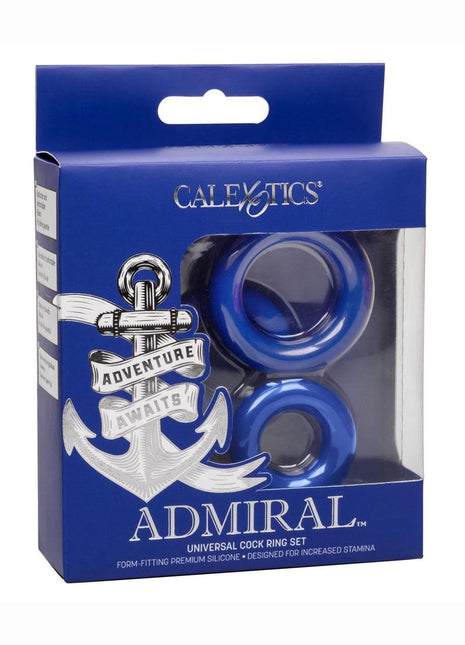 Admiral Universal Silicone Cock Ring - Blue - Set