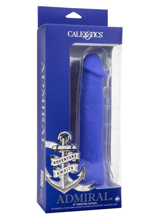 Admiral Vibrating Captain Rechargeable Silicone Dildo - Blue - 8in