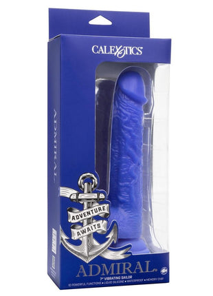 Admiral Vibrating Sailor Rechargeable Silicone Dildo - Blue - 7in