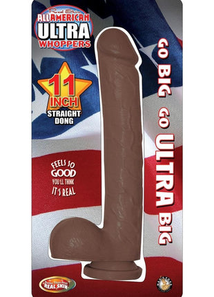 All American Ultra Whoppers Curved Dildo - Chocolate - 11in